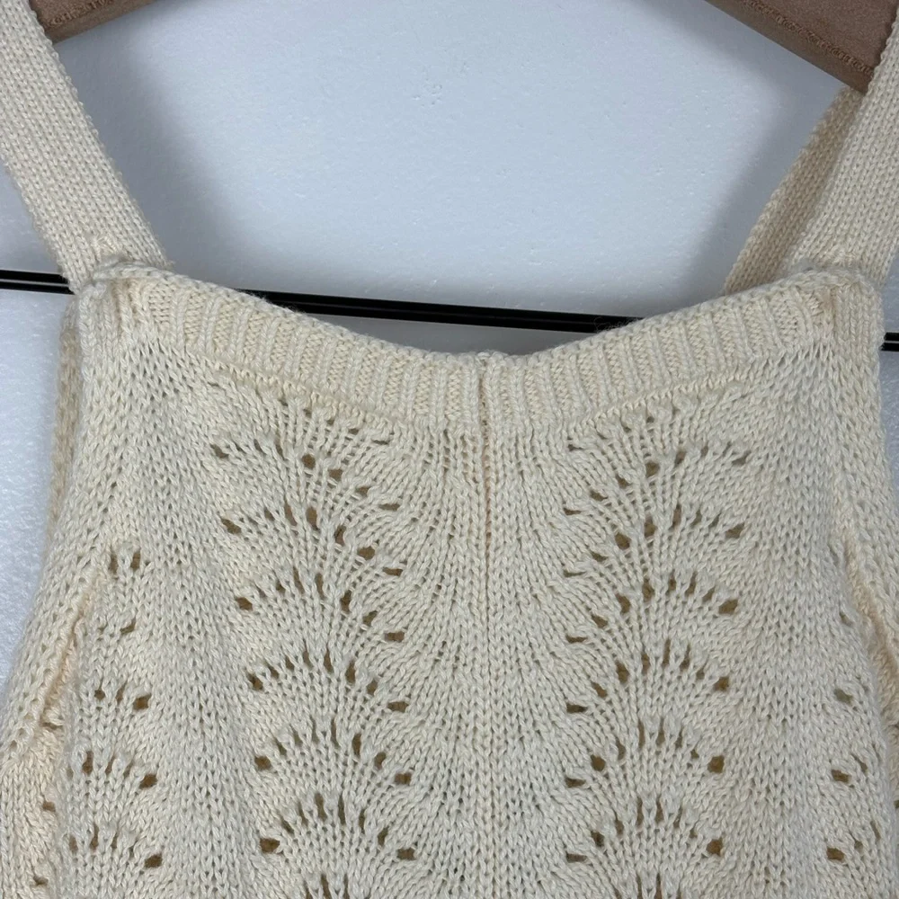 Baby GAP Crochet Sweater Knit Vanilla Cream Boho Indie Vintage-inspired Romper - Picture 5 of 13